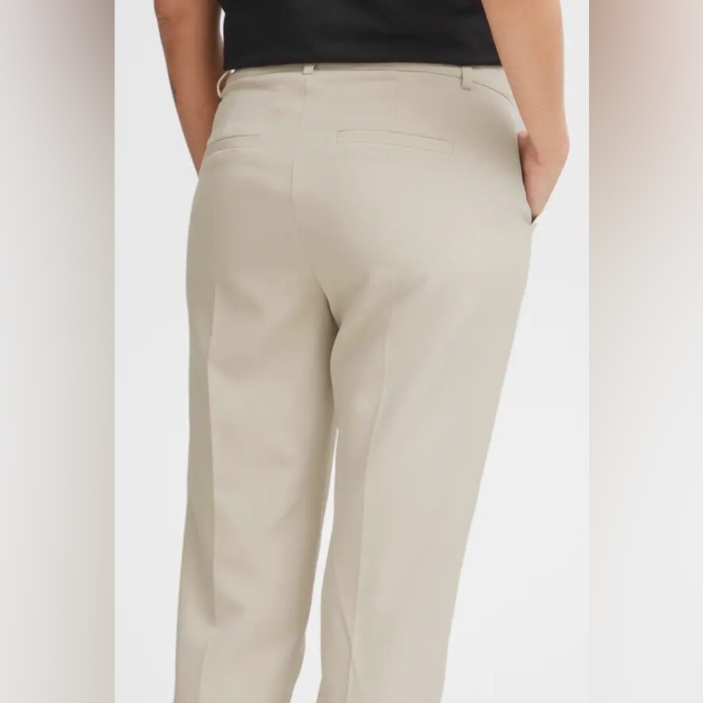 NWOT ICHI IHLEXI TROUSERS, beige/ neutral, slight crop, mid rise, straight leg - Picture 3 of 13